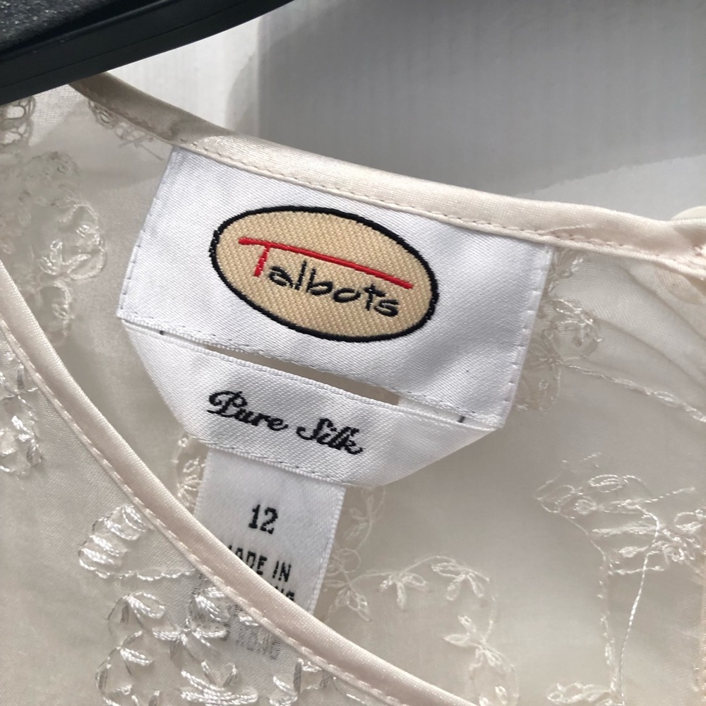 Talbots Cream Silk Embroidered Camisole